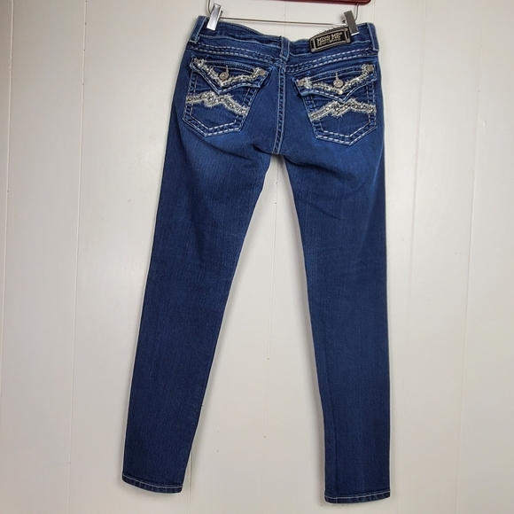 Miss Me JE107252R rhinestone embroidered skinny jeans size 28 - Picture 3 of 14